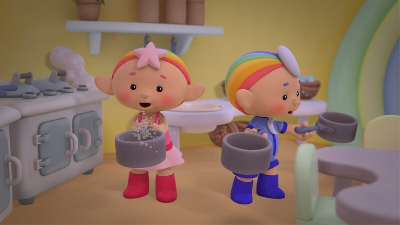 Baba Pink und Baba Blau in der Küche. – Bild: KiKA/​Hoho Entertainment