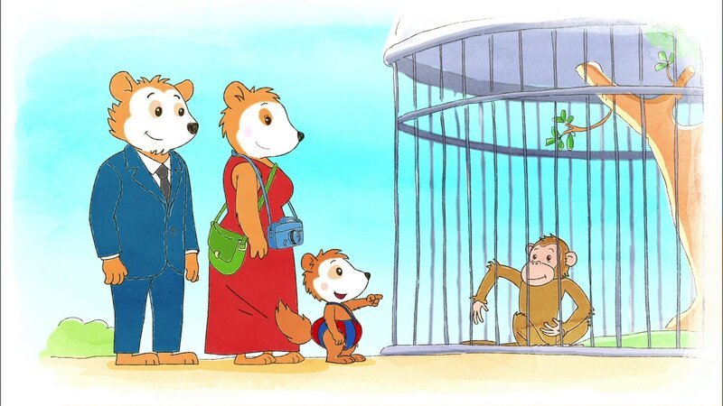 Bobo besucht mit Mama und Papa Siebenschläfer den Zoo und macht dort lustige Kunststücke mit den Affen. – Bild: WDR