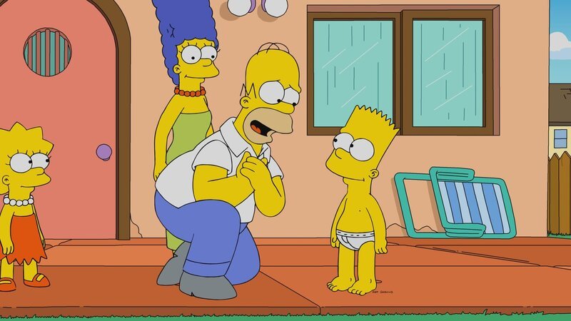 (v.l.n.r.) Lisa; Marge; Homer; Bart – Bild: © 2021–2022 Twentieth Century Fox Film Corporation and its related entities. All rights reserved