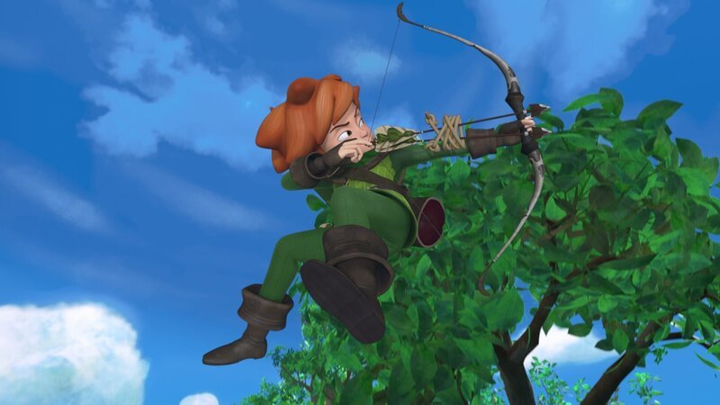 Robin Hood in Aktion. Keiner kann so gut mit Pfeil und Bogen umgehen wie er. – Bild: ZDF und 2014 Method Animation