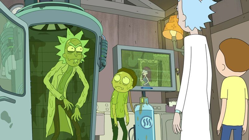 L-R: Toxic Rick, Toxic Morty, Rick, Morty – Bild: Paramount