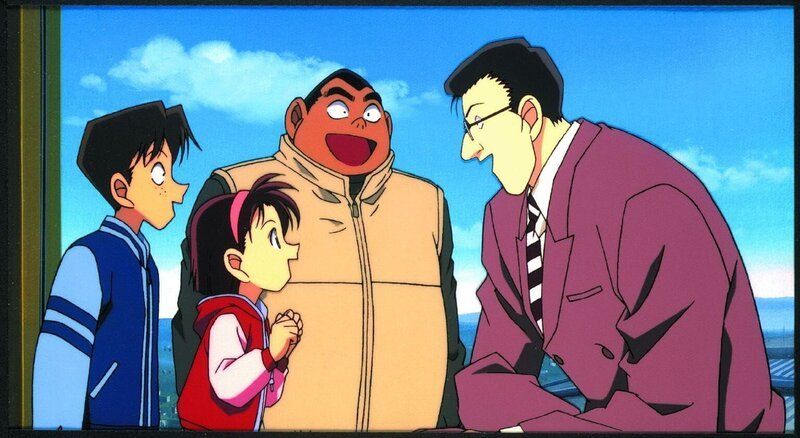 Conan, die Detective Boys Mitsuhiko (l.), George (M.) und Sonoko (2.v.l.) unternehmen gemeinsam mit Professor Hiroshi Agasa und Ai Habara einen Ausflug. Sie wollen zelten. Doch im Gegensatz zu den anderen verbindet Conan den Ausflug nicht mit Spaß, sondern mit der Verhaftung von Teiji Moriya den Bürgermeister von Okamoto. Ai führt etwas im Schilde – nur was hat sie vor? – Bild: 2001 GOSHO AOYAMA /​ SHOGAKUKAN-YTV-UNIVERSAL MUSIC-ShoPro-TOHO-TMS. All Rights Reserved. Lizenzbild frei