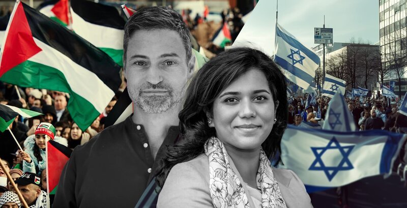 Der deutsch-israelische Historiker Meron Mendel und seine Ehefrau, die Politologin Saba-Nur Cheema, suchen den Dialog reisen dafür quer durch Deutschland. – Bild: ZDF und Ali Ghandtschi