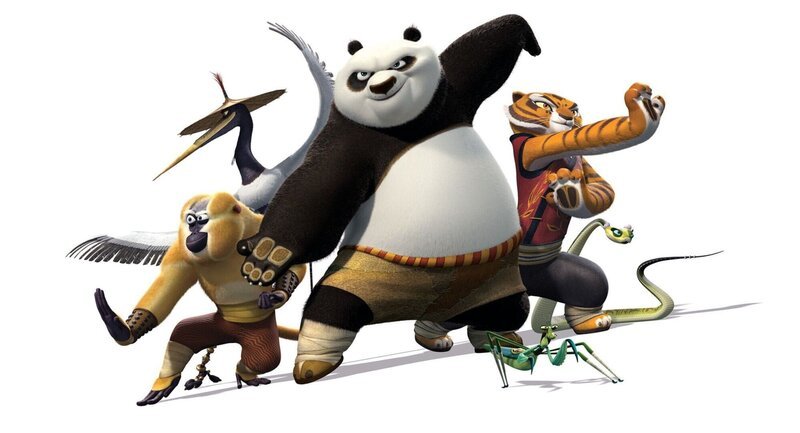 Gemeinsam mit seinen Freunden (hinten v.l.) Monkey, Crane, Tigress und Viper macht sich Panda Po (M.) auf, um dem Bösen die Stirn zu bieten. – Bild: RTL /​ © 2011 DreamWorks Animation LLC.