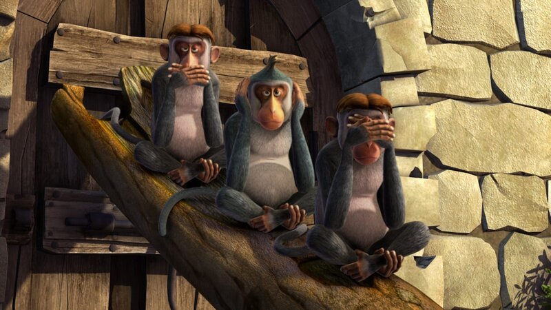 Die Affenbande sieht, hört und sagt nichts. – Bild: ZDF/​ZDF/​DQ Entertainment