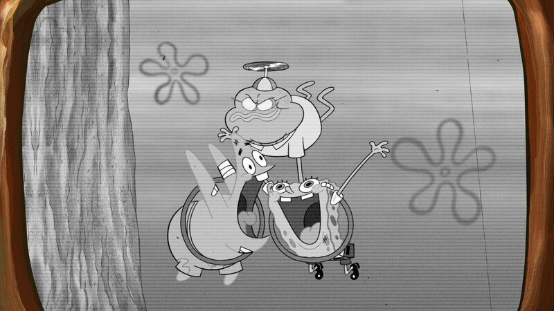 v.li.: Patrick, Old Man Walker, SpongeBob – Bild: Paramount