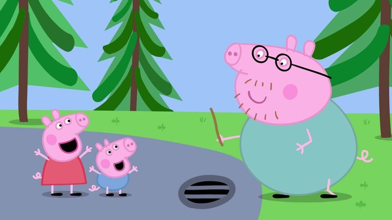 v.li.: Peppa Pig, George Pig, Daddy Pig – Bild: TVNOW