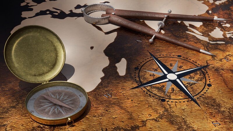 Reise, Kompass, Zirkel, Weltkarte – Bild: CC0 Creative Commons