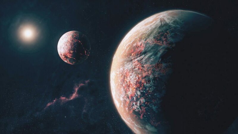 Forscher glauben, dass der Mond bei einer gigantischen Kollision der Erde mit einem kleineren Planeten namens Theia entstanden sei. – Bild: ZDF und Discovery./​Discovery