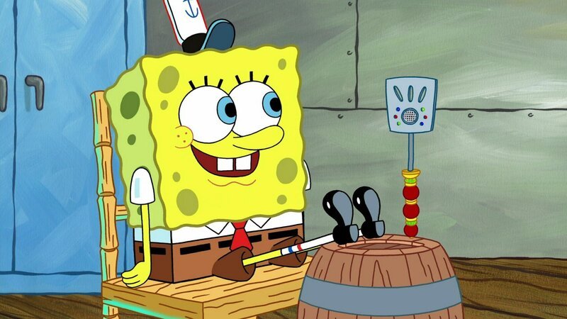 Plankton versucht mithilfe eines sprechenden Pfannenwenders, an SpongeBobs Geheimformel zu gelangen. +++ – Bild: Viacom International Inc. All rights reserved. /​ Der Grillgutflüsterer