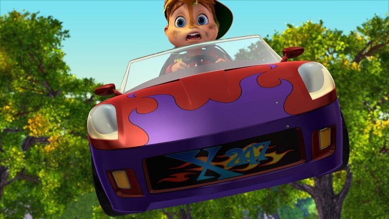 Alvin muss bei seiner Spritztour feststellen, dass der schnelle Sportwagen ziemlich unsicher ist. – Bild: SUPER RTL