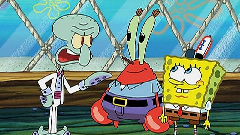 L-R: Squidward, Mr. Krabs, SpongeBob – Bild: ViacomCBS