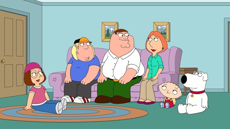 (v.l.n.r.) Meg Griffin; Chris Griffin; Peter Griffin; Lois Griffin; Stewie Griffin; Brian Griffin – Bild: 2021 20th Television. All rights reserved.  Lizenzbild frei