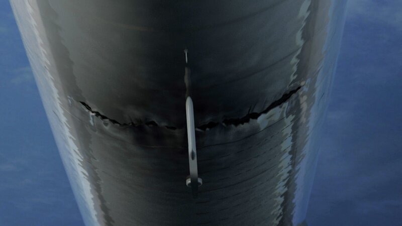 Auf dem Flug nach Seattle Washington am 8. Juni 1983 wird ein großes, 5 Meter langes Loch in den Boden der Reeve Alutian Airways Flight 8 gerissen, nachdem ein Propellerblatt aus dem Flugzeug gerissen wurde. – Bild: Copyright © The National Geographic Channel.