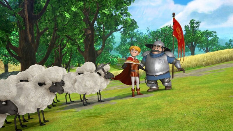 Prinz John und der Sheriff planen ein Kampfmanöver. Die Schafe sind ihre Gegner. – Bild: ZDF und 2014 Method Animation