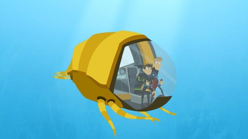 Chris und Martin versuchen mit ihrem U-Boot Jimmys geliebten Joystick in der Tiefsee aufzuspüren. – Bild: SUPER RTL