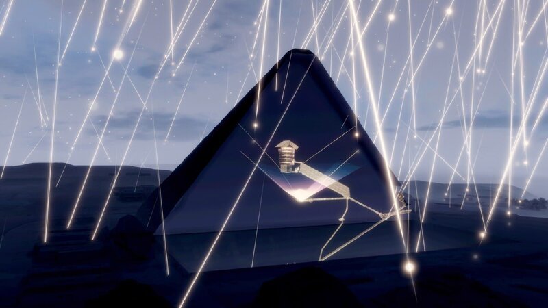 Die animierte Darstellung eines neu entdeckten Hohlraums in der Cheopspyramide – Bild: GEO Television