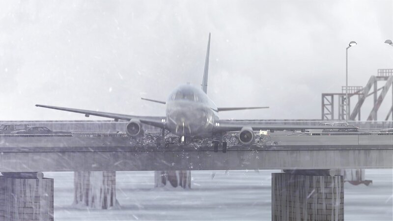 Air Florida Flug 90 stürzt in den gefrorenen Potomac River. (Computergrafik) – Bild: Cineflix International Media/​NGC/​NGC