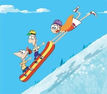 L-R: Phineas, Ferb und Candace. – Bild: 2007 DISNEY CHANNEL
