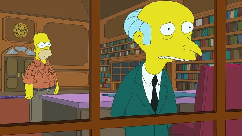 Zu Marges Unverständnis arbeitet Homer (l.) weiterhin für Mr. Burns (r.), obwohl er Fracking unterstützt … – Bild: 2014 Twentieth Century Fox Film Corporation. All rights reserved. Lizenzbild frei