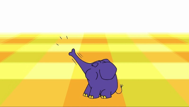 Der Elefant versucht sich als Staubsauger. – Bild: WDR/​Die Sendung mit dem Elefanten