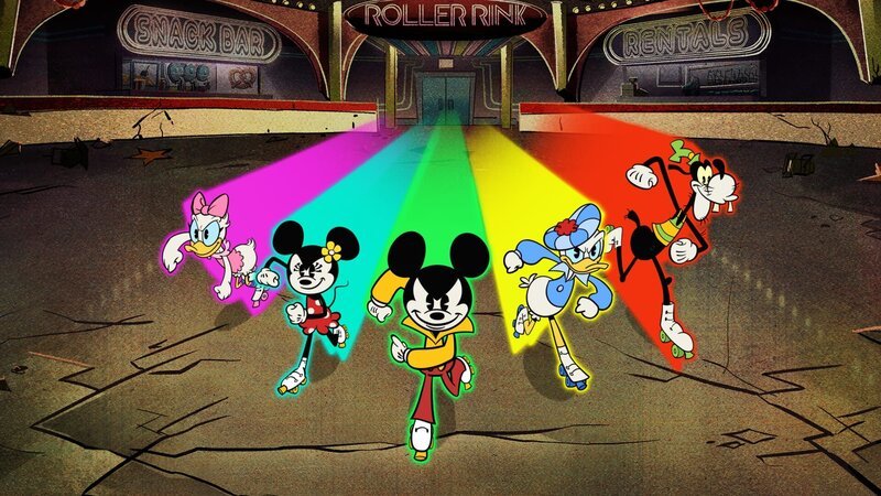 THE WONDERFUL WORLD OF MICKEY MOUSE – „Keep on Rollin“ – Mickey and his friends’ disco night at the roller rink is placed in peril when Peg-Leg Pete and his gang crash the party and ruin the fun. (Disney+) DAISY DUCK, MINNIE MOUSE, MICKEY MOUSE, DONALD DUCK, GOOFY – Bild: Disney +