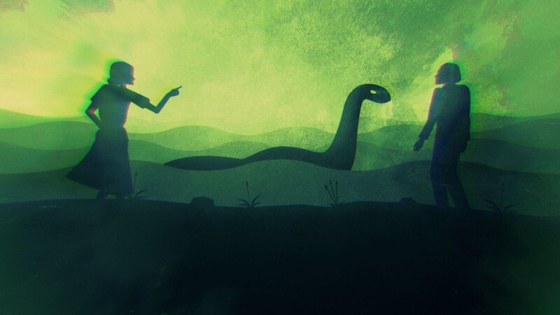 Eine grafische Darstellung der Menschen und Ungeheuer von Loch Ness – Bild: THE HISTORY CHANNEL /​ ZDF