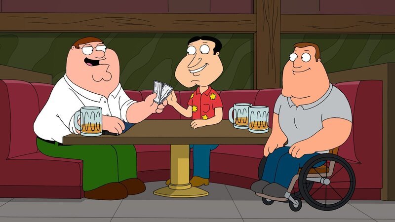 (v.l.n.r.) Peter Griffin; Glenn Quagmire; Joe Swanson – Bild: 2011 Twentieth Century Fox Film Corporation. All rights reserved. Lizenzbild frei