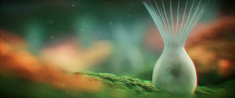 Vor rund 800 Millionen Jahren verändert sich der Lebensraum der Eukaryoten, der Vorfahren aller heutiger Pflanzen und Tiere. Ihre Anzahl und Vielfalt steigen. – Bild: ZDF und BBC Studios 2023./​BBC Studios 2023