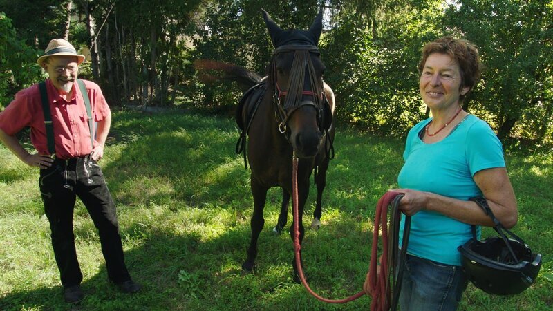 Pferd Minouche schaut öfter mal im Garten vorbei. Für Harald Harazim und Renate Hudak jedes Mal ein Highlight. – Bild: Maritim Film GmbH, BR / BR/Maritim Film GmbH Pferd Minouche schaut öfter mal im Garten vorbei. Für Harald Harazim und Renate Hudak jedes Mal ein Highlight. – Bild: Maritim Film GmbH, BR / BR/Maritim Film GmbH