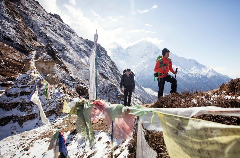 David Lama (r.) und Conrad Anker auf ihrer Expedition zum unbestiegenen Lunag Ri (6907m) im Himalaya in Nepal. – Bild: Martin Hanslmayr /​ Red Bull Content Pool