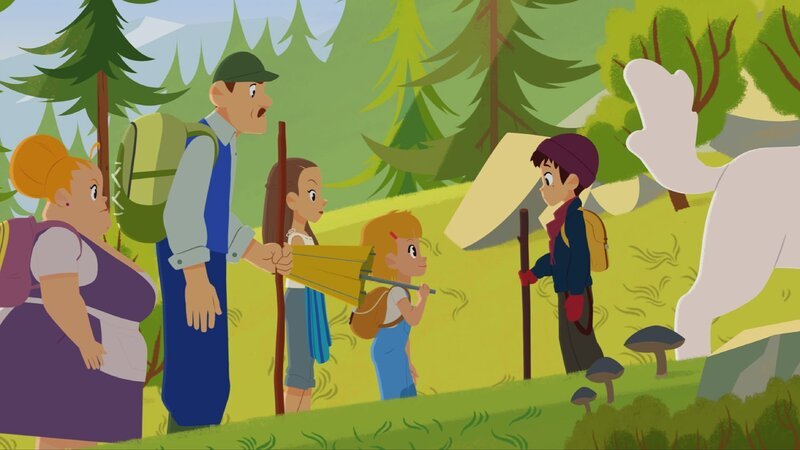 Das ganze Dorf möchte plötzlich mit Sebastian in die Berge gehen. – Bild: ZDF/​Gaumont Animation/​PP Animation III Inc.