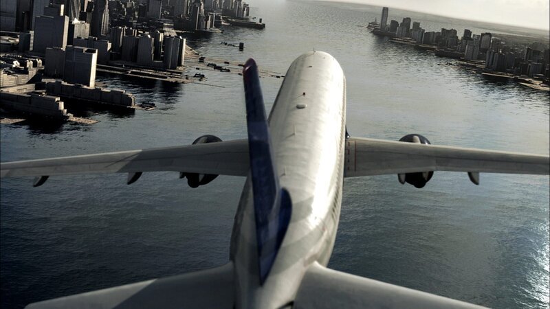 SCREEN GRAB: Plane in flight lined up over the Hudson River. – Bild: Cineflix 2009