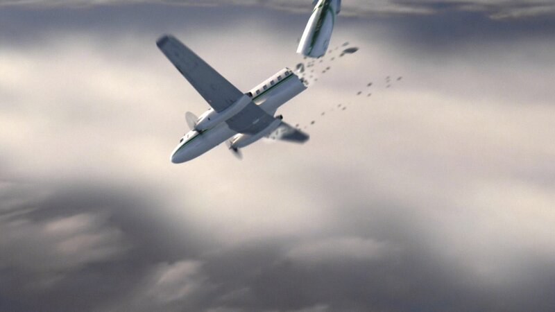 Plane is hit – wing breaks apart. CGI STILL (Photo credit: © Cineflix 2008) – Bild: Copyright © The National Geographic Channel.