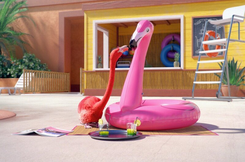 Von Einsamkeit geplagt verliebt sich ein Flamingo kurzerhand in einen Flamingo-Schwimmreifen. – Bild: Cube Creative Productions/​ARTE France /​ Von Einsamkeit geplagt verliebt sich ein Flamingo kurzerhand in einen Flamingo-Schwimmreifen.