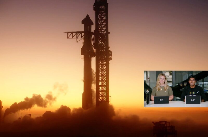 Live-Übertragung des „Starship“-Raketenstarts von Elon Musk – Bild: SpaceX/​ARTE France Développement /​ Live-Übertragung des ?Starship?-Raketenstarts von Elon Musk