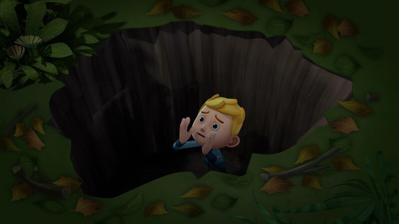 Jack ist in eine Grube gefallen und braucht Hilfe. – Bild: KiKA/​Flying Bark Productions Pty Ltd.