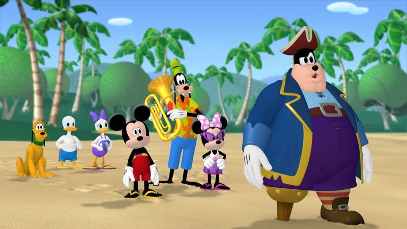 MICKEY MOUSE CLUBHOUSE – „Mickey’s Pirate Adventure“ – Disney Legend Dick Van Dyke guest stars as Goofy’s pirate grandpappy, Captain Goof-Beard, in a special music-filled episode of Disney Junior’s Emmy Award-nominated animated series „Mickey Mouse Clubhouse“ premiering FRIDAY, OCTOBER 10 (9:00 a.m., ET/​PT) on Disney Channel. (Disney Junior) PLUTO, DONALD DUCK, DAISY DUCK, MICKEY MOUSE, GOOFY, MINNIE MOUSE, PEGLEG PETE – Bild: TABLOIDS OUT; NO BOOK PUBLISHING WITHOUT PRIOR APPROVAL. NO ARCHIVE. NO RESALE./​Disney Junior