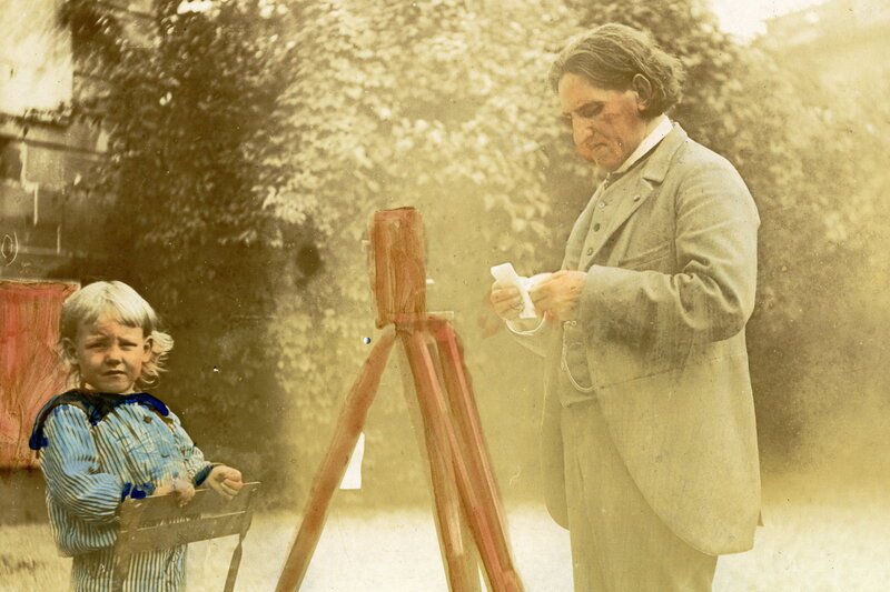 Sternstunde Kunst Lichtspieler – Filmpionier François-Henri Lavanchy-Clarke François-Henri Lavanchy-Clarke mit seinem Sohn SRF/​Point de vue – Bild: SRF1