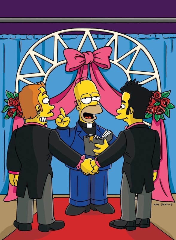 Homer (M.) beschließt Priester zu werden, um gleichgeschlechtliche Eheschließungen durchzuführen … – Bild: und TM Twentieth Century Fox Film Corporation – Alle Rechte vorbehalten Lizenzbild frei