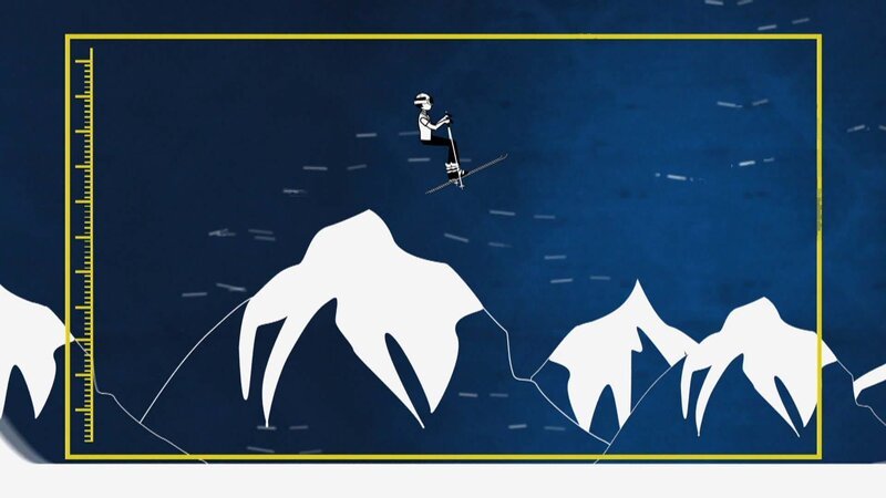 Bei dem Ski-Stunt „Three Sixty“ muss der Fahrer um seine vertikale und seine horizontale Achse rotieren, um im richtigen Winkel sicher landen zu können. – Bild: WeltN24 /​ National Geographic Channel