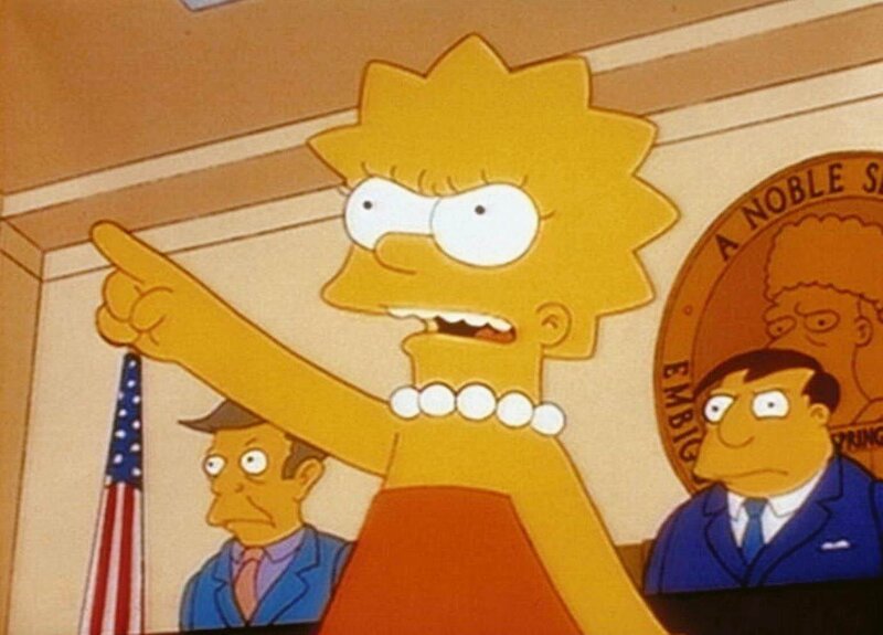 Lisa erklärt vor dem Stadtrat, dass Jebediah Springfield gar kein großer Held war, wie alle glauben. – Bild: ProSieben Media AG