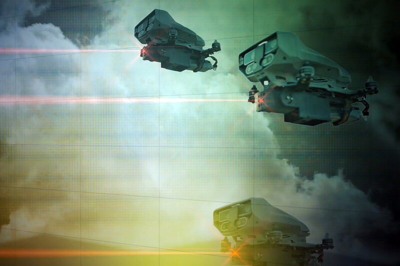 NZZ Format Krieg der Zukunft – Wie Drohnen und autonome Waffen den Krieg verändern Drohnen SRF/​NZZ Format – Bild: SRF1