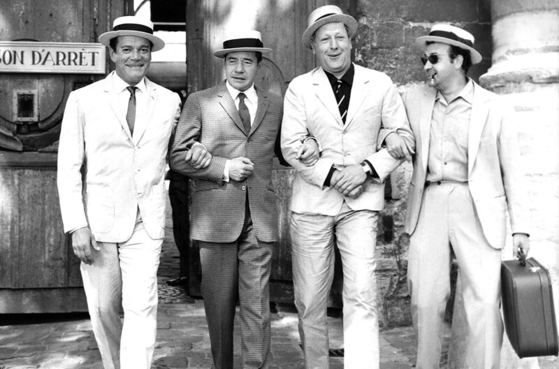 Lucky Jo – Bild: 1964 Productions J. Roitfeld/​Claude Lecomte /​ ?Lucky Jo? (Eddie Constantine), Napo (Jean-Pierre Darras), Simon (Georges Wilson) und Gabriel (André Cellier, v.l.) sind Kleinganoven mit Stil.