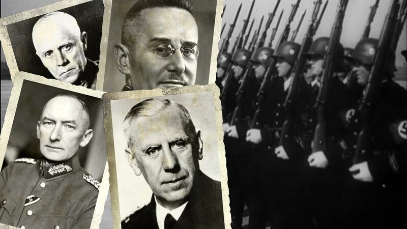 Ludwig Beck (li.o.), Franz Halder (r.o.), Erwin von Witzleben (li.u.), Wilhelm Canrais (r.u.). – Bild: ORF/​Mediawan
