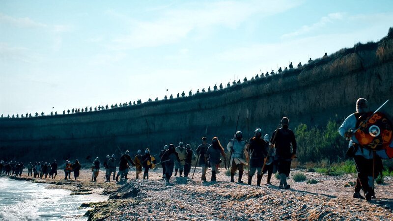 Die neuen Herren: Nach dem Untergang Roms erobern die heidnischen Angelsachsen die britische Insel. – Bild: ZDF und Stein-Film, Computeranimation