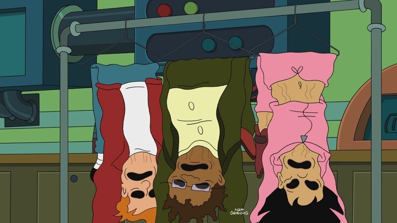 Was ist nur mit Philip J. Fry (l.), Hermes Conrad (M.) und Amy Wong (r.) passiert? – Bild: Paramount