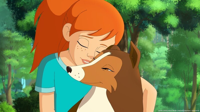 Zoe ist dankbar, dass Lassie bei dem gefährlichen Abenteuer nichts passiert ist. – Bild: ZDF/​Classic Media/​DC Entertainment/​Superprod