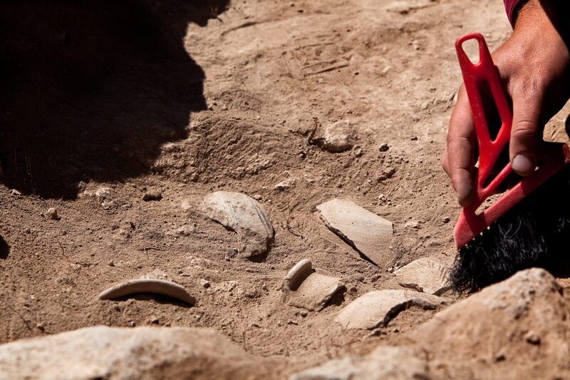 Archäologische Werkzeuge, Archäologe bei der Arbeit vor Ort – Bild: Shutterstock /​ Shutterstock /​ Copyright (c) 2017 Openfinal/​Shutterstock. No use without permission.