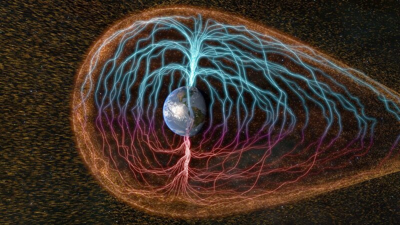 Ohne das Magnetfeld könnte auf der Erde kein Leben existieren. Es schützt uns vor kosmischer Strahlung. – Bild: ZDF und Discovery.